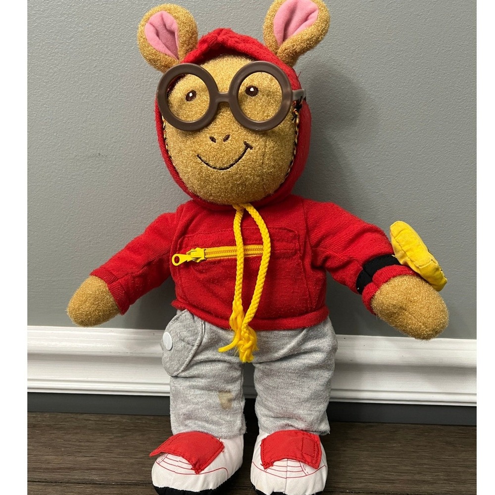Vintage 90's Playskool Arthur 14" Plush Red Hoodie Kids Stuffed Animal